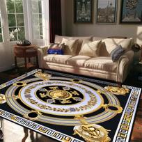 European Style Luxury Gold Carpet for Living Room Decor Sofa Side MAT Non-slip Marble Rugs for Bedroom Large Lounge Floor Mats 60x90cm