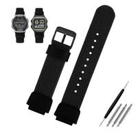Klasikinis 18 mm nailoninis laikrodžio dirželis, skirtas Casio AE1200wh 1300 SGW-300H 400 500 F91W F84 AEQ-110W vyriškos drobės nailono pakeltos burnos laikrodžio apyrankė 18mm