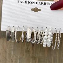 European & American C-Shaped Metal Texture Ear Cuff: Women's Retro Twist Earring Set (6-Piece).