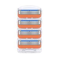 4pcs Five Blade Manual Razor Replacement Blades Compatible with Five Layer Cartridge Shaving Razor Heads Pack of 4 One Size oranžinė