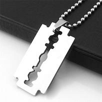Men Favorite Stainless Steel Razor Blade Pendant Fashion Ball Chain Necklace Hot 58cm sidabras