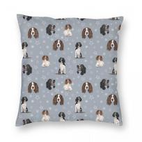 The Springer Spaniel Blue Square Pillowcase Polyester Linen Velvet Creative Decor Throw Pillow Case Sofa Seater Cushion Cover 40x40cm