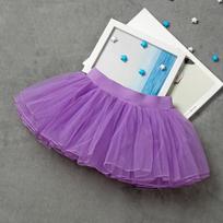 Girls Ballet Tutu Skirts Pink Kids Fluffy 4 layer Soft Yarn Tulle Skirts White Elastic Ballet Leotard Skirts S (Height 90-120cm) violetinė