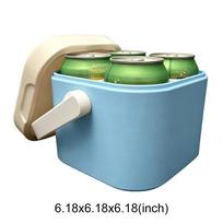 4 Can Vintage Mini Fridge Leak-proof Drink Cooler with Lid and Handle Lightweight for Beach Outdoor Road Travel Party Picnics mėlyna