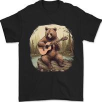 A Bear Playing a Ukulele Acoustic Guitar Mens T-shirt Cotton XXXL