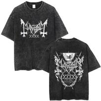 Skalbtas vintažinis roko grupės Mayhem marškinėlis De Mysteriis Dom Sathanas grafinis marškinėlis vyrams Death Black Metal gotikinis punk gatvės apranga 3XL įvairiaspalvis