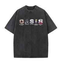 Rock Band O-Oasis Live 25 Tour Washed Vintage T Shirt Men's Women Gothic Oversized T-shirts Casual Cotton Short Sleeves T-shirts S įvairiaspalvis