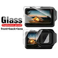 For GoPro MISSION 1 Pro MISSION1 Front Back Screen Protectors with Camera Lens Films 9H Hardness Tempered Glass Cover Film 1 Set(3Pcs)