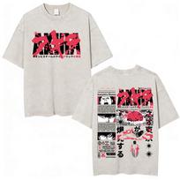 Japanese Anime Akira Vintage Acid Washed T Shirts 90s Manga Movie Shotaro Kaneda T-shirt Men Clothing Fashion Oversized T-shirts S įvairiaspalvis