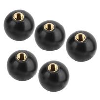5 pcs Black Threaded Ball Knobs Brass Round Shape Thermoset Ball Knob Screw on Type Copper Insert Operation Ball Handles M6-25