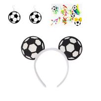 Football Theme Soccer Fan Costume Supplies Set Fringe Skirt Hand Clappers Football Match Fan Set Flower Wig Hat