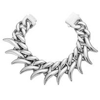 Exaggerated Punk Style Hip Hop Jewelry 34mm Wide Thick Heavy Gold Stainless Steel Spiked Thorns Cuban Link Bracelet for Men 8.5inch(21.59cm) sidabras