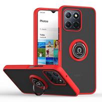 KEYSION Fashion matinis telefono dėklas, skirtas Honor X8 5G X6 skaidrus smūgiams atsparus žiedinis stovas telefono galinis dangtelis, skirtas Huawei Honor X6 X8 5G for Honor X8 raudona