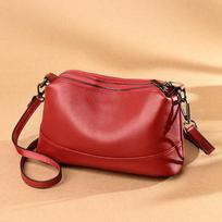 PU Leather Women's Solid Color Sling Bag New Trendy Stylish Large Capacity Single Shoulder Crossbody Bag 26x10x16cm raudona