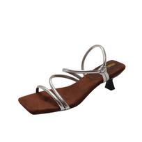 Prancūziško stiliaus katės kulno basutės moterims, vasarinės, lauko, aukštakulnės romėniškos šlepetės, gražios 3 cm plono kulno šlepetės, patobulintos mikropluošto 35 sidabras