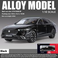 1:18 mastelio Honda Accord 2024 lydinio automobilio modelis, simuliuojantis garsą ir šviesą, vaikų žaislų kolekcija, papuošalai, berniukų gimtadienio dovana juoda