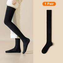 Winter Thigh High Socks For Women Fleece Lined Warm Over Knee Socks Non Slip Long Socks Jk Stockings one size juoda