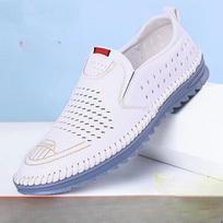 Mens Breathable Sandals Crocs Style Soft Sole Casual Perforated Leather Sandals 41 balta
