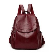 Moterims minkštos PU odos kuprinės, vintage moteriškos peties rankinės, Sac A Dos, kasdienės kelioninės moteriškos kuprinės, Mochilas, mokyklinės rankinės raudona