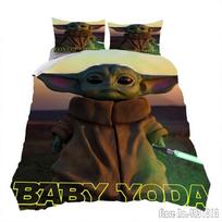 Patalynės komplektas Anime Yoda Kūdikis Dvigulis Viengulis Pilnas Karalienės Karaliaus Vaikams Lovos patalynė Antklodės užvalkalas Pagalvės užvalkalas Dekoracija Kalėdinės dovanos EU Single(135*200cm)3pcs