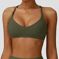 CS Women's European-Style Sports Bra: Cross-Back, High-Impact Running & Yoga Fitness Wear Extra Large alyvuogių žalios spalvos