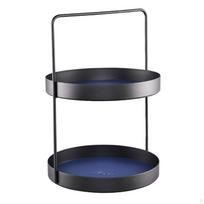 2 pakopų dekoratyvinis padėklas, padėklas stovas monetoms, kvepalams, telefonui S 12.5x12.5x23cm black