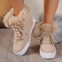 Short Boot with Fur Lining for Snowy Terrain, Women's Extra-large Size, Thick and Warm Shoes 36 abrikosas