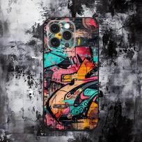 Šaunus spalvingas grafiti telefono dėklas iPhone 16,15,14,13,12,11,Pro,Max,Plus,X,XS,SE,E,Mini, minkšto silikono juodas dėklas iPhone12