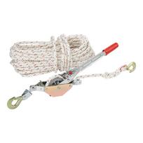 Rope Puller, 3/4 Ton (1,653 lbs) Pulling Capacity, with 100' of 0.6  dia. Rope, 2 Hook, Come Along Winch, Heavy Duty Ratchet Power Puller Tool for