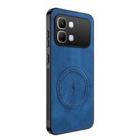 For Infinix Note Edge Vintage Business Phone Case Cover Sheepskin Leather Magnetic Case Wireless Case for Infinix Note Edge Infinix Note Edge mėlyna