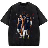 Stephen Curry Lebron James Kevin Durant BIG 3 USA World Champ Custom Graphic Tee S įvairiaspalvis