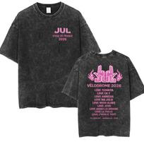 Rapper Jul Stade De France Album 2026 Vintage Washed T-Shirt Men Women Summer Oversized Fashion High Quality T Shirts Streetwear S įvairiaspalvis