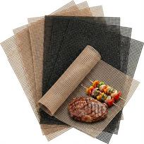 3 vnt. nelipni kepsninės grotelių kilimėlis, daugkartinio naudojimo tefloninė kepimo plėvelė lauko anglies kepsninei 3pcs(30x40cm) juoda