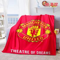 Manchester United FC Crest Theatre of Dreams Logo Print Soft Flannel Throw Blanket Lightweight Warm Sofa Couch Bed Home Decor Cover 80cm x 120cm