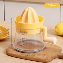 1 rankinė citrusinių vaisių sulčiaspaudė su įmontuotu matavimo elementu, ergonomiška rankinė sulčiaspaudė apelsinams, citrinoms ir greipfrutams, patvari ABS medžiaga 1pc geltona