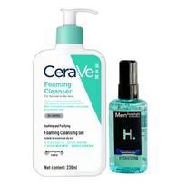 CeraVe Soothing Cleansing Foam Gel with Mentholatum Cool Ice Lotion Bundle