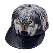 Street Dance Vilko Galvos Spaudinys Hip Hop Kepurė Beisbolo Kepuraitė Personalizuota Universali Apsauganti Nuo Saulės Vyriška Pavasarinė Ir Rudeninė Plokščiu Krašteliu Kepurė Adjustable juoda