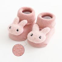 Kilpinės sustorėjusios kūdikių kojinės vaikams mažiems vaikams ant grindų su neslystančiu padu animacinių filmų gyvūnų naujagimių kojinių skydelis su rankogaliais S