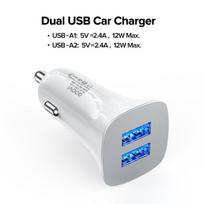 QOOVI 2.4A Mini Dual USB automobilinis įkroviklis Greitas automobilinis įkrovimas Universalus Mobilusis Telefonas GPS DVR Kamera Automobilinis Įkrovimas Planšetinis GPS Huawei Xiaomi Samsung iPhone 11 X 8 car cahrger balta