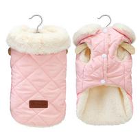 Warm Chihuahua Dog Cat Clothes Winter Fur Collar Small Dogs Puppy Coat Thick Cotton Pet Jacket Outfits Clothes for Small Dog Pug S rožinė