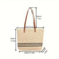 Lėtas vėjas peties šiaudinis krepšys dryžuotas užtrauktukas pintas krepšys didelės talpos pirkinių krepšys moteriškas atostogų pajūrio paplūdimio krepšys zipper