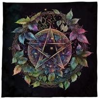 Gėlės Lapai Pentagramos Astrologija Altoriai Audinys Tarot Stalo Danga Būrimai Stalo Danga Gobelenas Būrėjų Reikmenys 363 60x60cm black