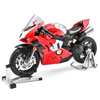 1/9 Ducati V4S Panigale Rear Wheel Rotation Alloy Motorcycle Model Toy Vehicle Collection Sound and Light Off Road Autocycle Toys Car raudona