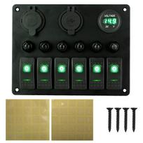 12V 24V 6 Buttons Car Switch Panel 15A Fuse Marine Circuit Breaker Voltmeter Tester Light Toggle USB Chargers 3.0 Auto Splitter