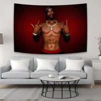 Ikoniškas 2Pac gobelenas Legendinis HipHop menas svetainės dekoravimui Modernus stilius Pagerinkite savo erdvę muzikos vibracijomis 74x94cm(29x37in) black