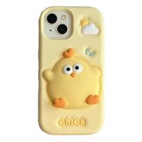 3D Funny Cute Yellow Chick Cartoon Silicone Phone Case for IPhone 13 14 15 16 Pro Max Plus 15pro Shockproof Iphone 16 Pro Cover iPhone 15