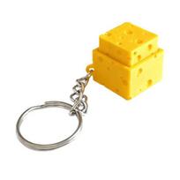 Simulated Cheese Fidget Clicker Keychain, 3D Printed Cheese Cube Finger Clicker, Anxiety Stress Relief Push Button Fidget Toy for Office Classroom geltona