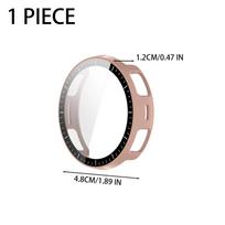 Case for Amazfit Active 3 Premium Hard PC Shell with Built-in Tempered Glass Screen Protector Shock-Proof Bumper Watch Cover for Active 3 Premium rožinė