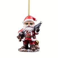 Jolly Santa Claus Pendant With Handheld Gun For Whimsical Christmas Home Decorations 1