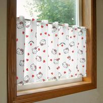 Noren Kobo Cafe Curtain Hello Kitty Heart Check 120cm x 45cm Small Window Privacy Screen 93540 (W) (L)